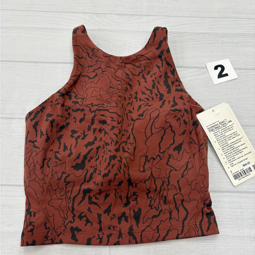 lululemon athletica Rust Red and Black Printed Crop Tank